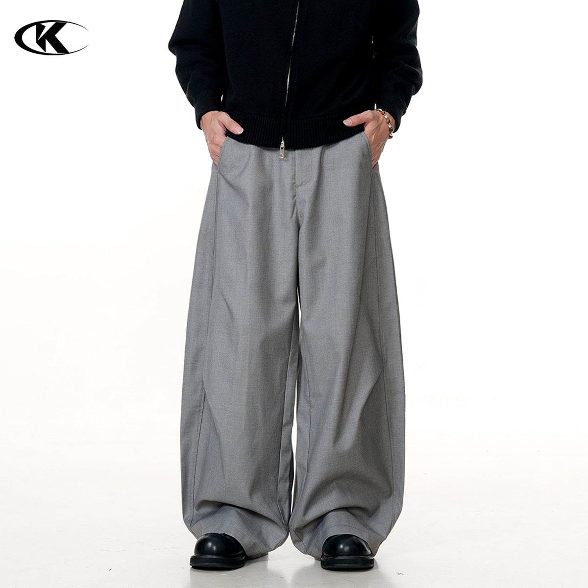 11KN Vintage Pleated Loose Straight Wide Leg Casual Pants