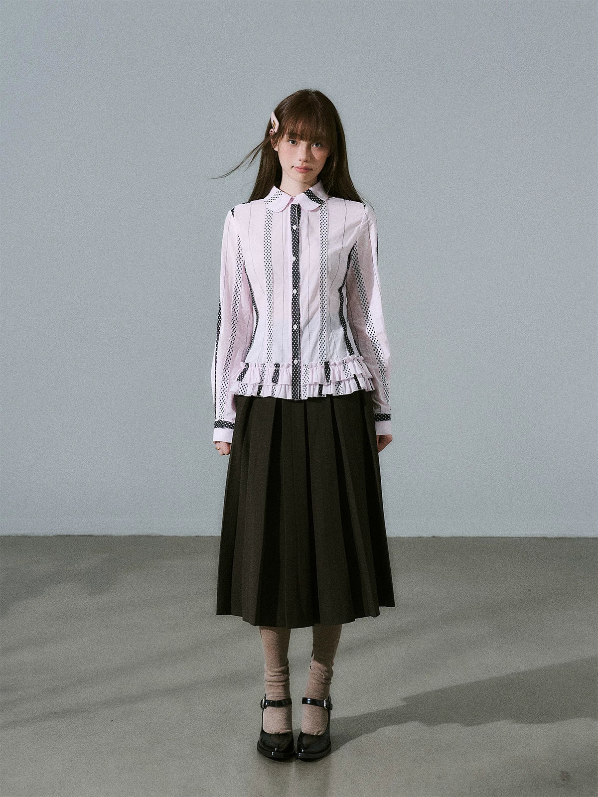 LOST FOREST Vintage Skinny Versatile Pleated Skirt Set