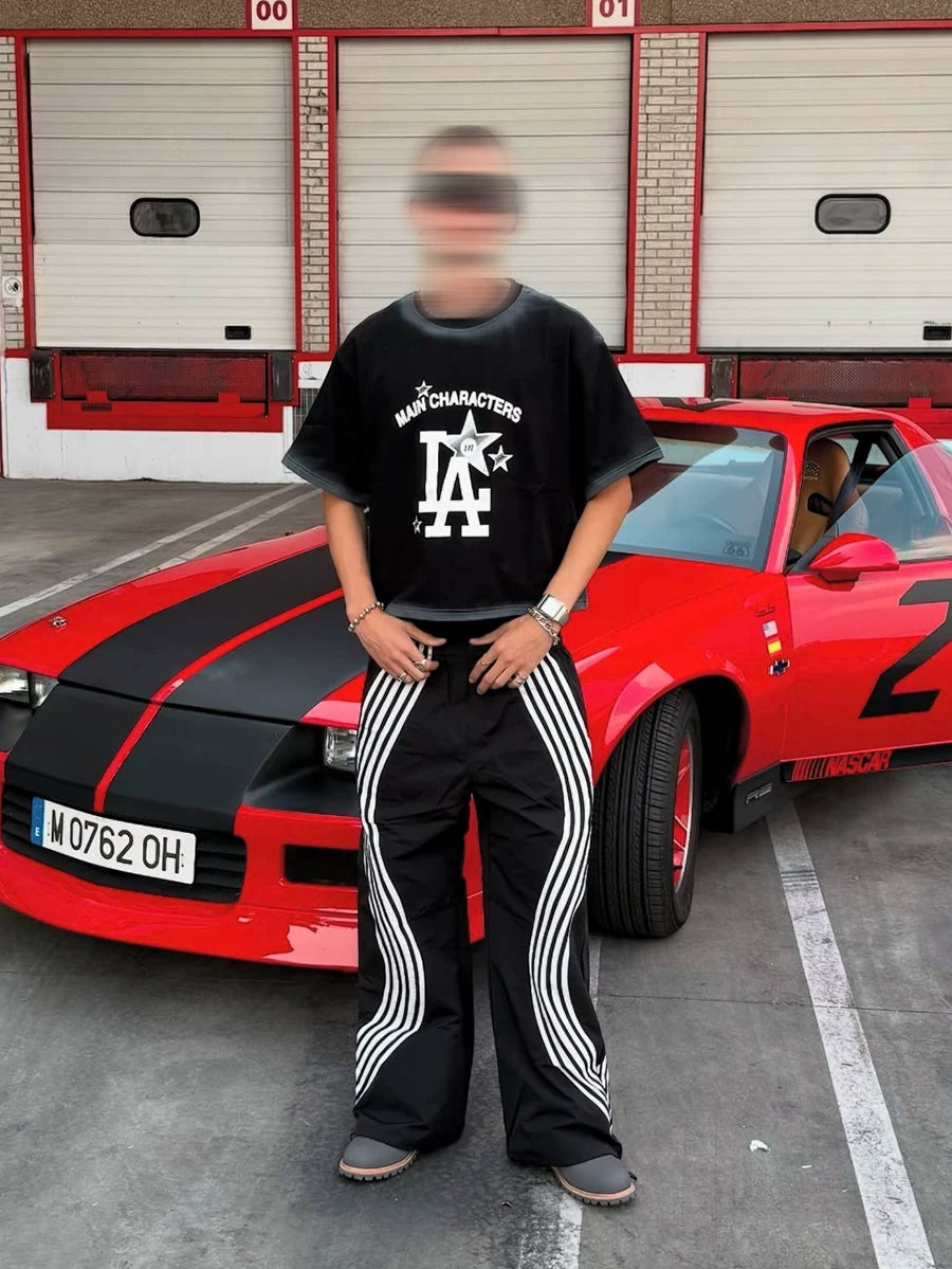 FTS Vintage Striped Loose Straight Sweatpants