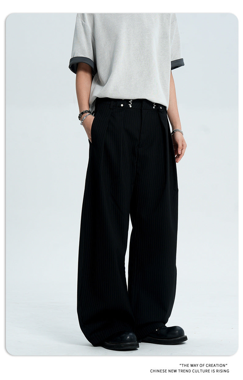 11KN Striped Skinny Casual Wide Leg Pants