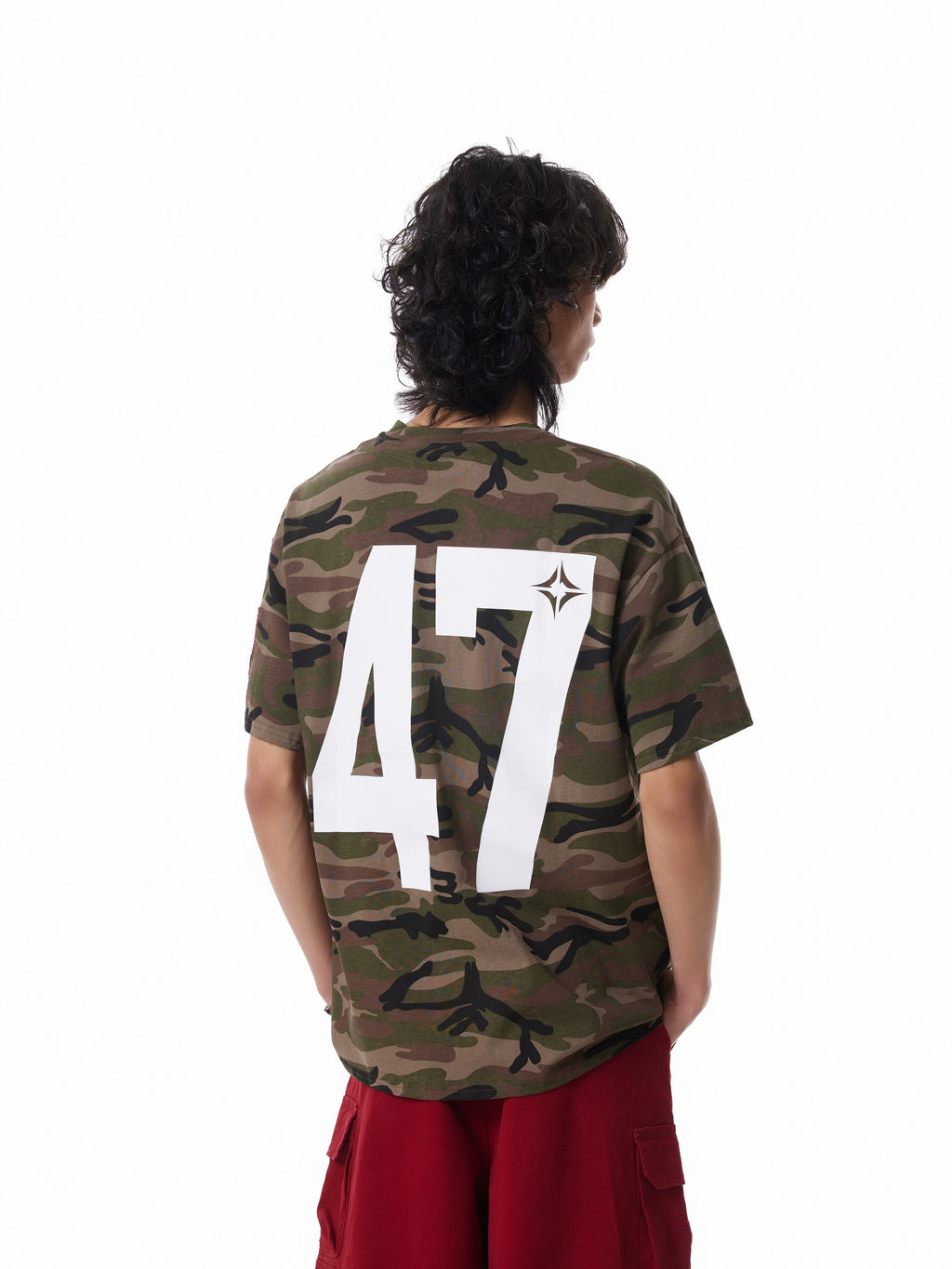 BTSG Niche High Street Embroidery Washed Camouflage Oversized Tee