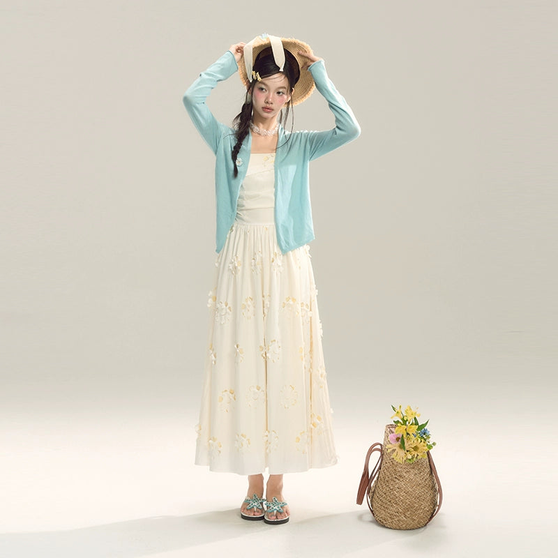 SASSY MOODY Hollow and Thin Waist Splicing Holiday Suspender Dress