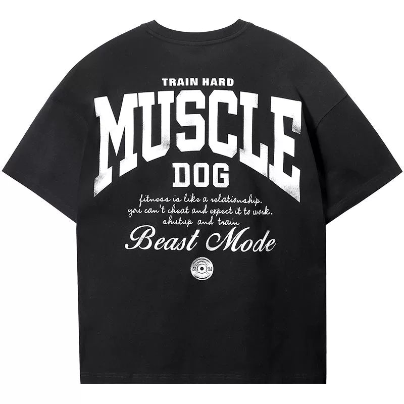 Muscle Dog American Print Loose Casual Tee