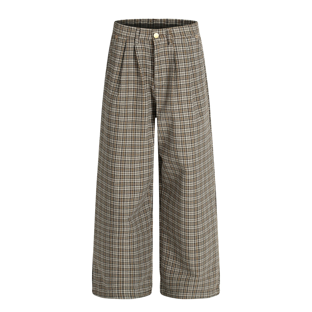 MADWITCH Vintage Pleated Plaid Slacks