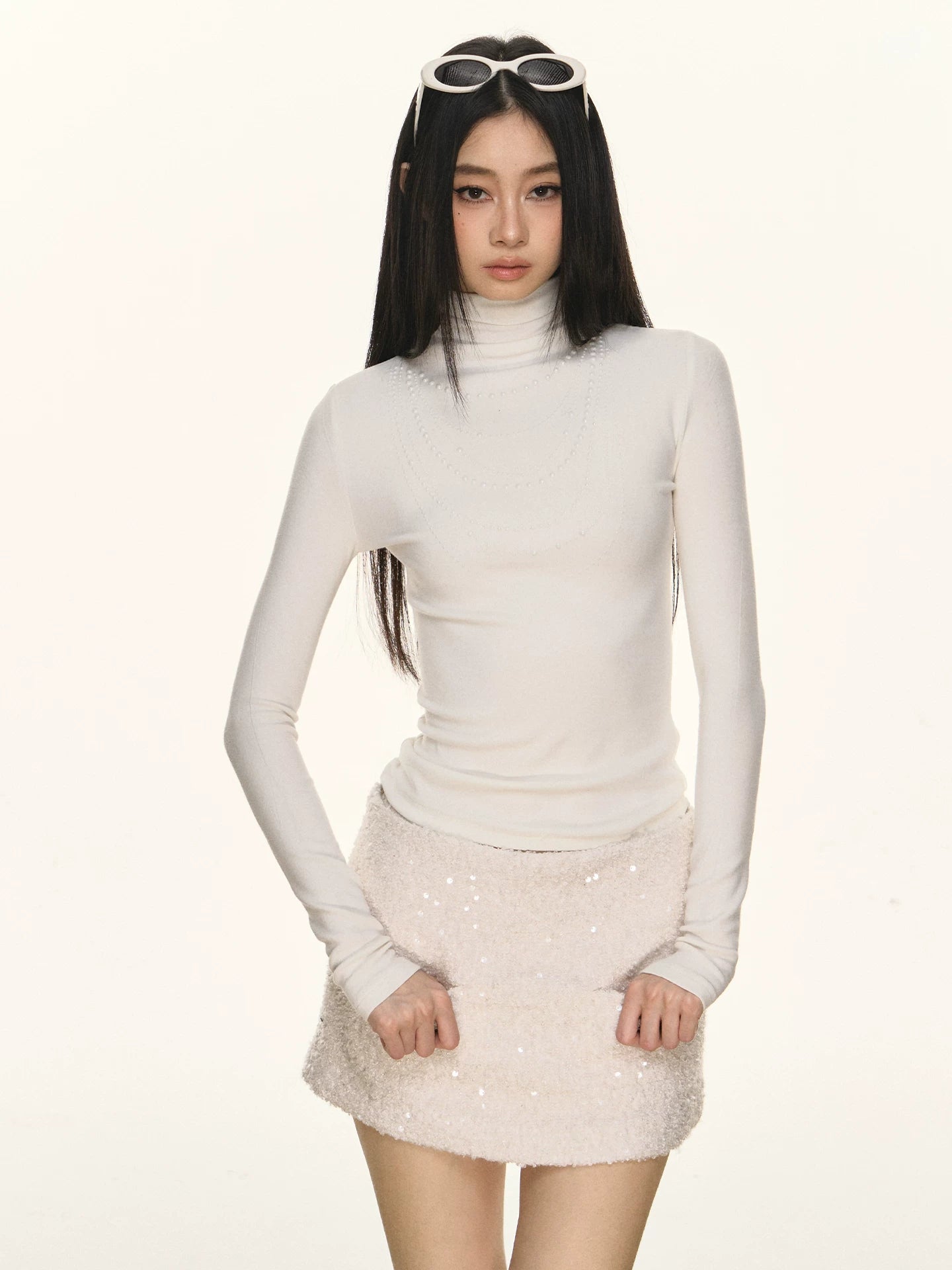 Anna Aneae Turtleneck Hot Diamond Slim Slim Long Sleeves