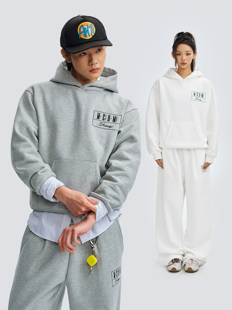 MEDM Flower-type Embroidered Hooded Sweater Casual Suit
