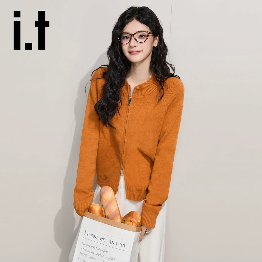 IT: CHOCOOLATE Double Zipper Knitted Cardigan