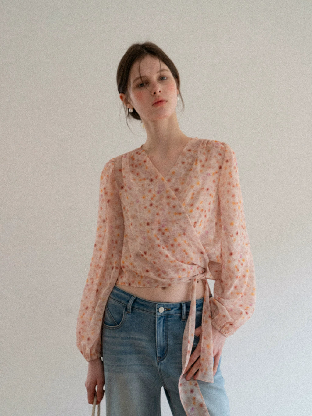 EGGKA Temperament Floral Floral with Long Sleeves
