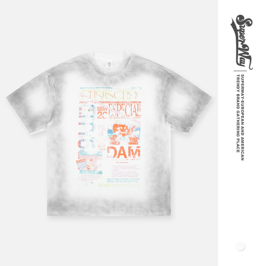 SUPER WAY Gradual Change of Old Loose Tee