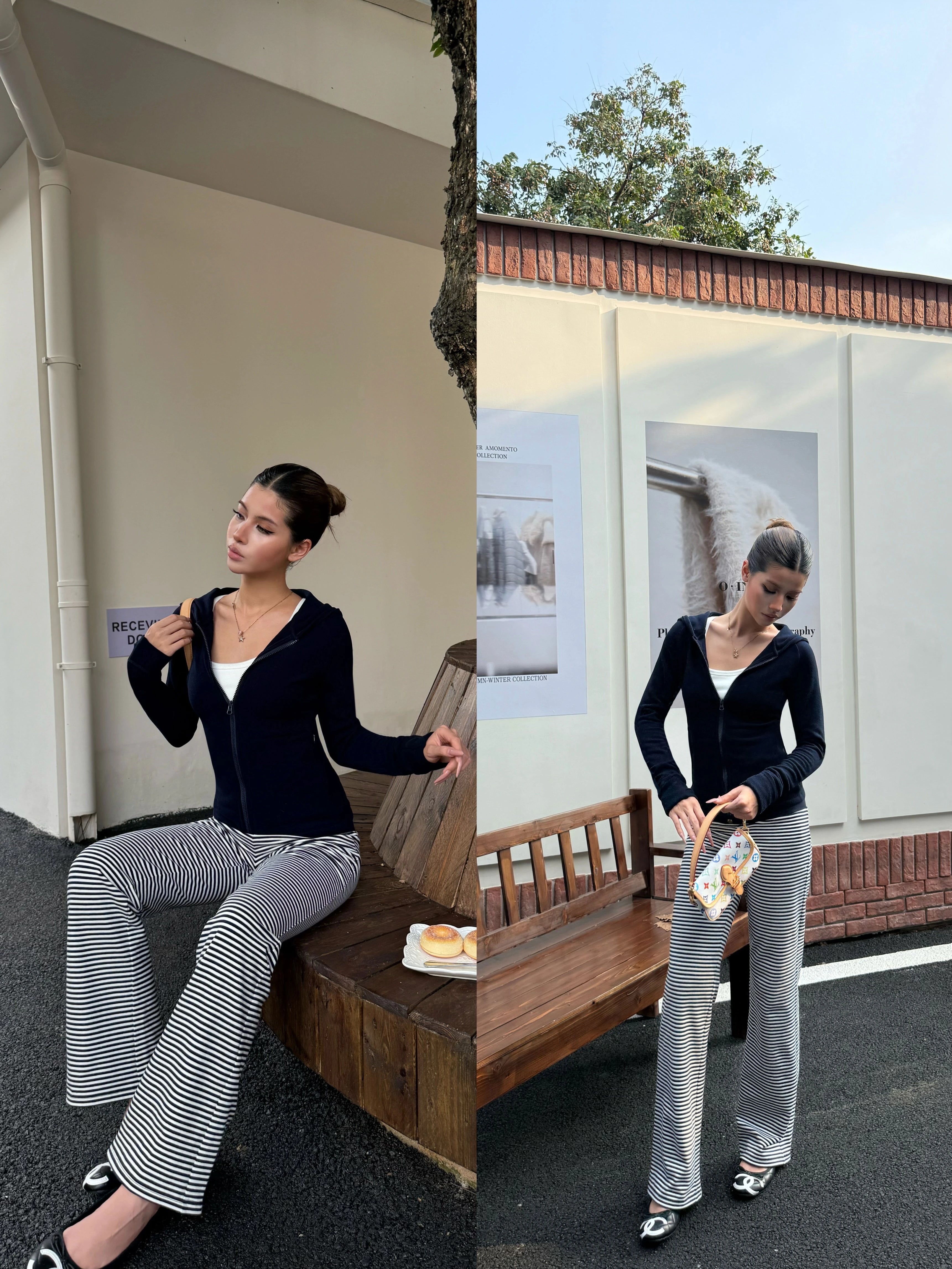 Audwyn Vintage Splicing Pocket Low Waist Straight Pants