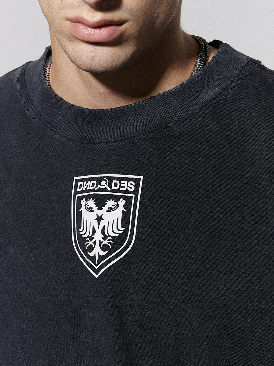 DND4DES Badge Printing Retro Washed Old Tee