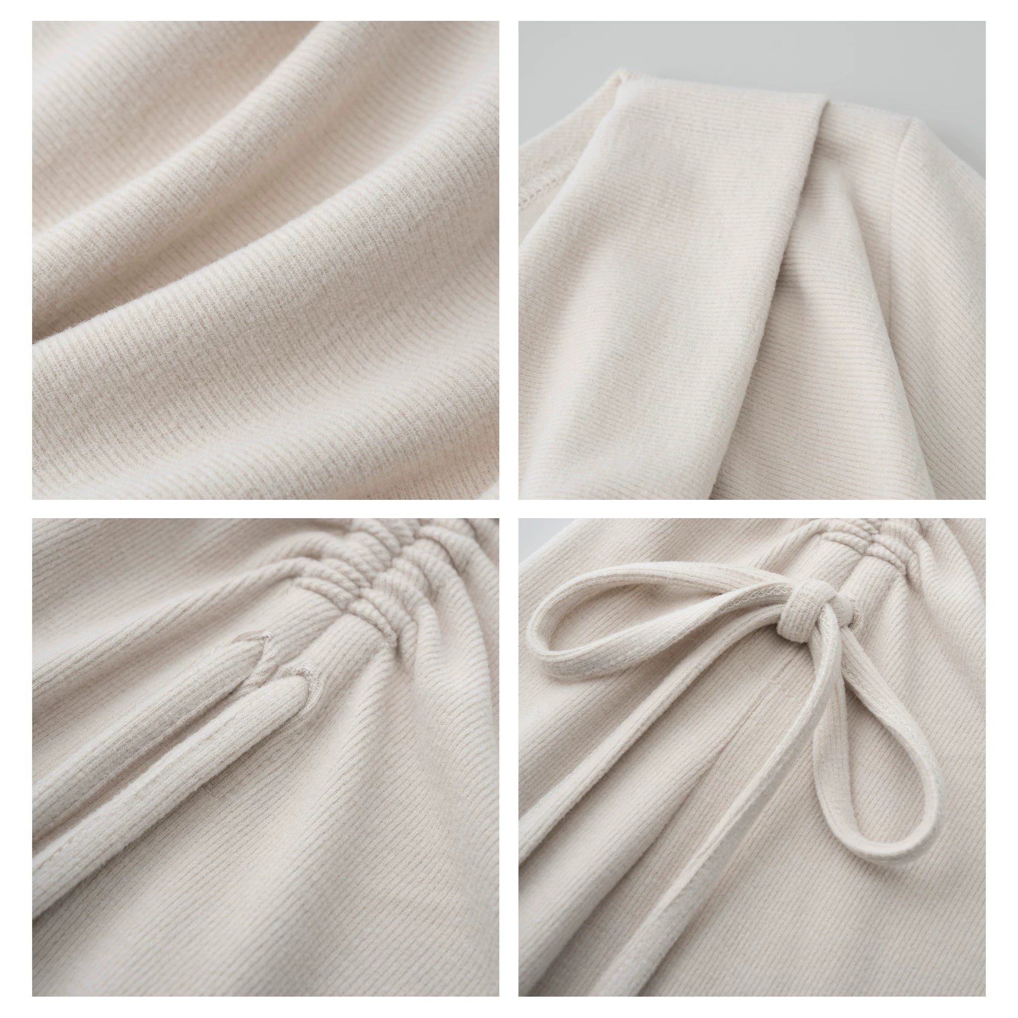 RICH IN CHEESE Swingneck Drawstring Long-sleeved Knitted Dress
