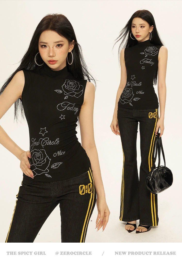 Zero Hot Diamond Slim Fit Slim High Neck Sleeveless Vest