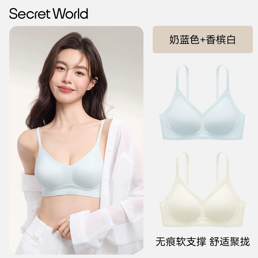 SecretWorld Breathable Non-Marking Spaghetti Strap Bra