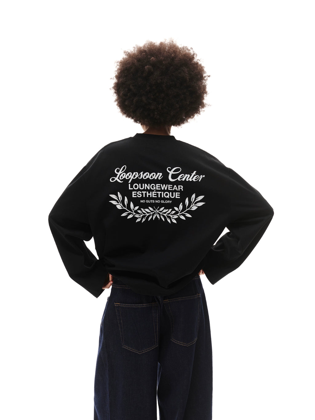 Loopsoon Back Wheat Ear Printing Simple Versatile Long Sleeve