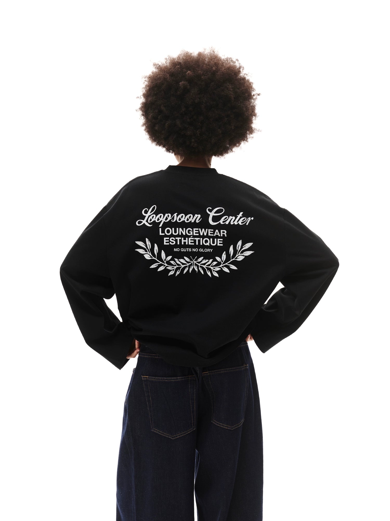 Loopsoon Back Wheat Ear Printing Simple Versatile Long Sleeve