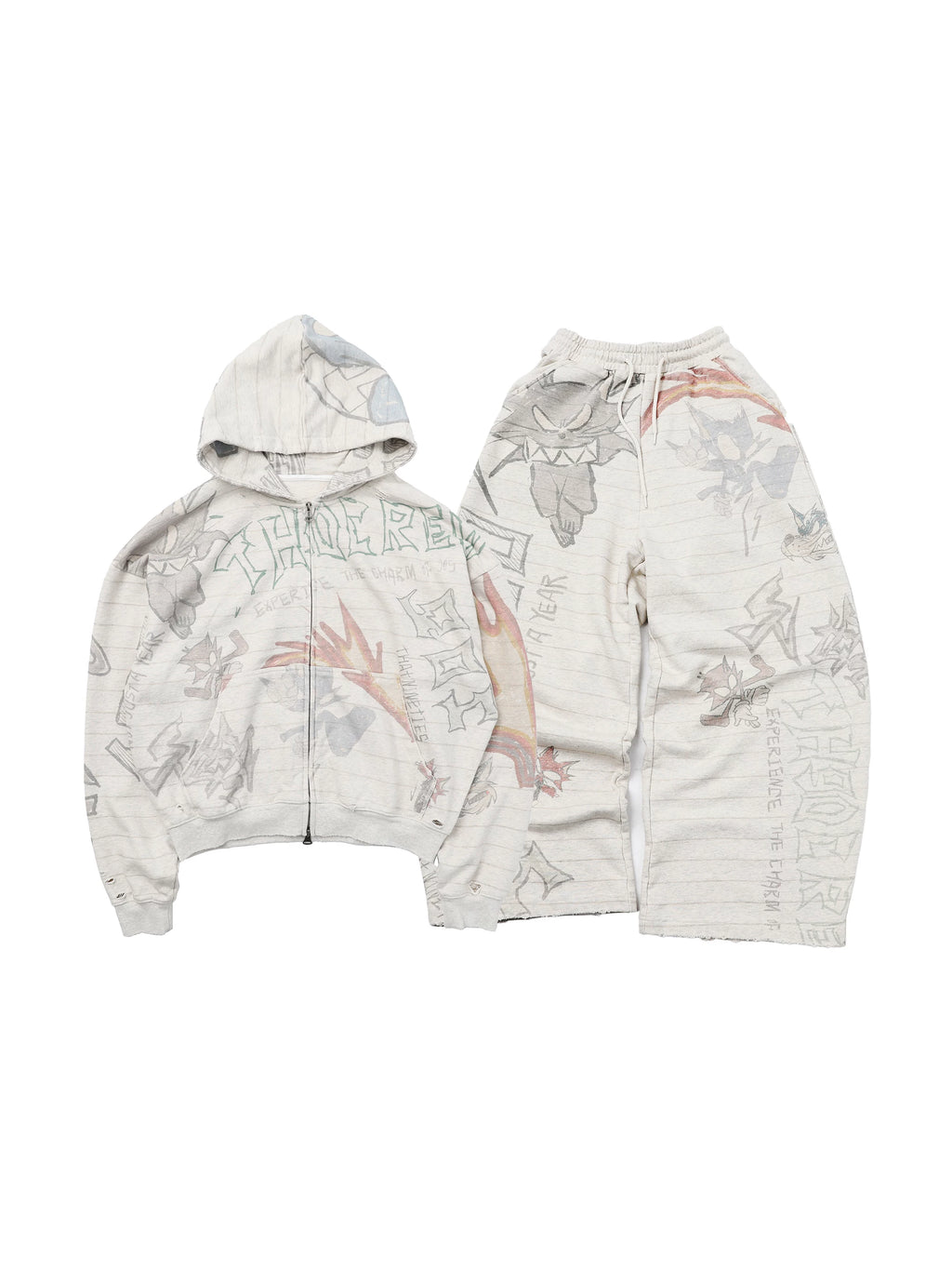 TH90 Loose Graffiti Sweatshirt and Casual Pants Set