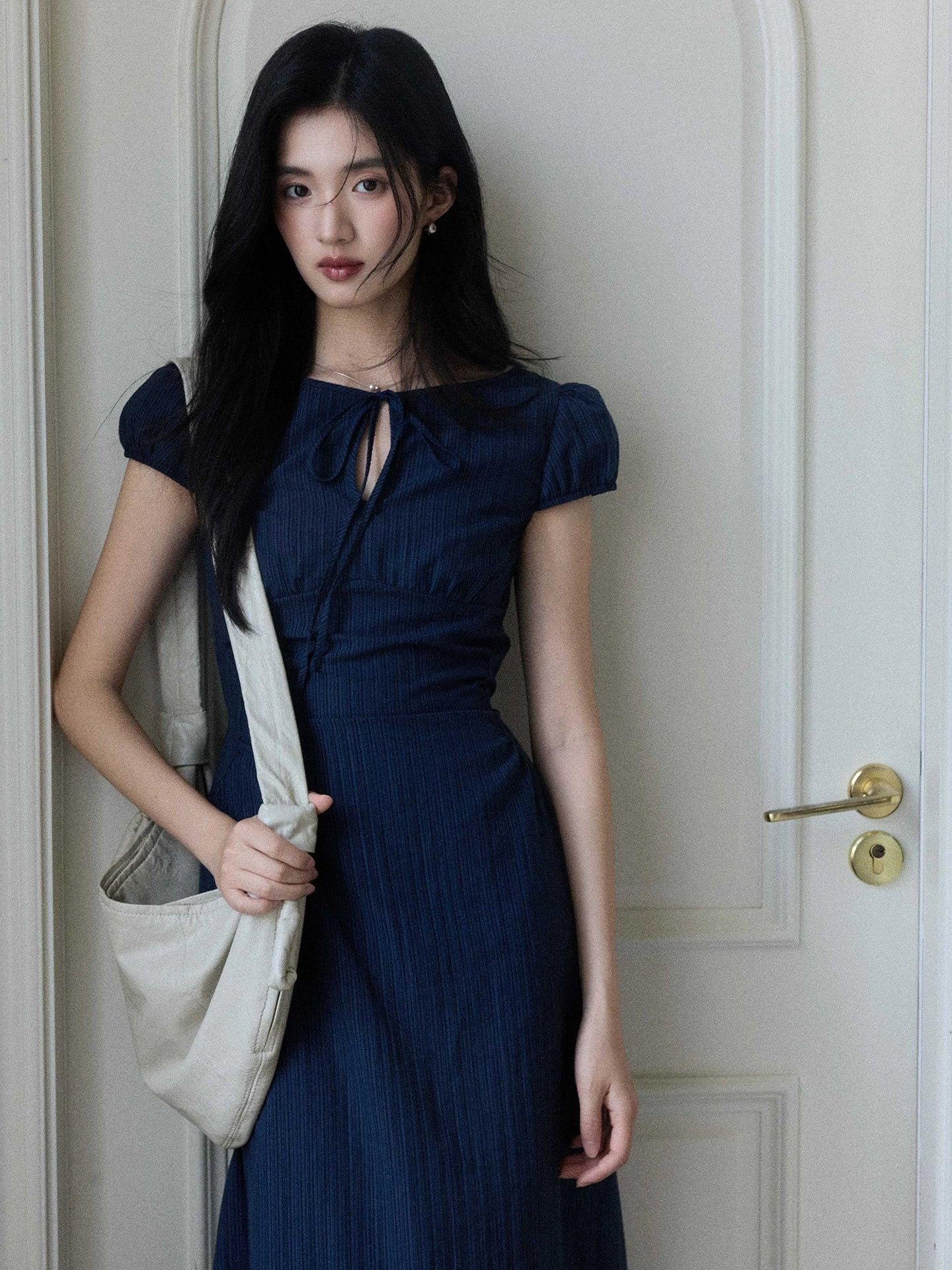 TYANG Temperament Waist Thin Striped Dress