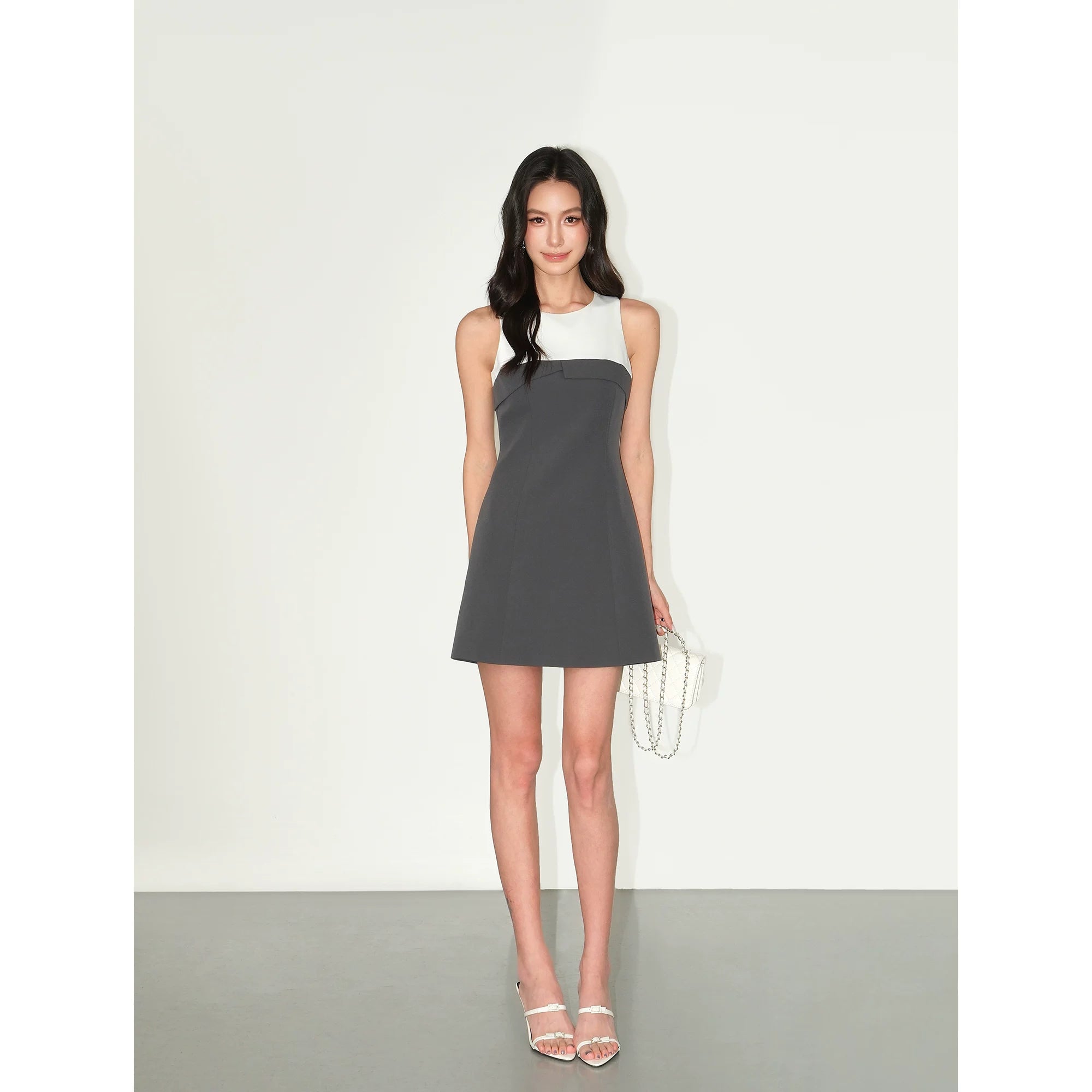 NEVA HU Premium Sense Contrasting Color Splicing Waist Skirt