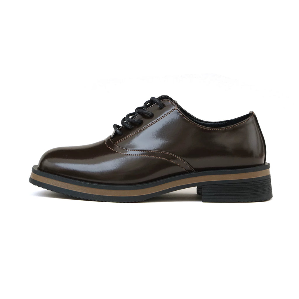 LIVINGTOWN Simple Niche Round Head Leather Shoes