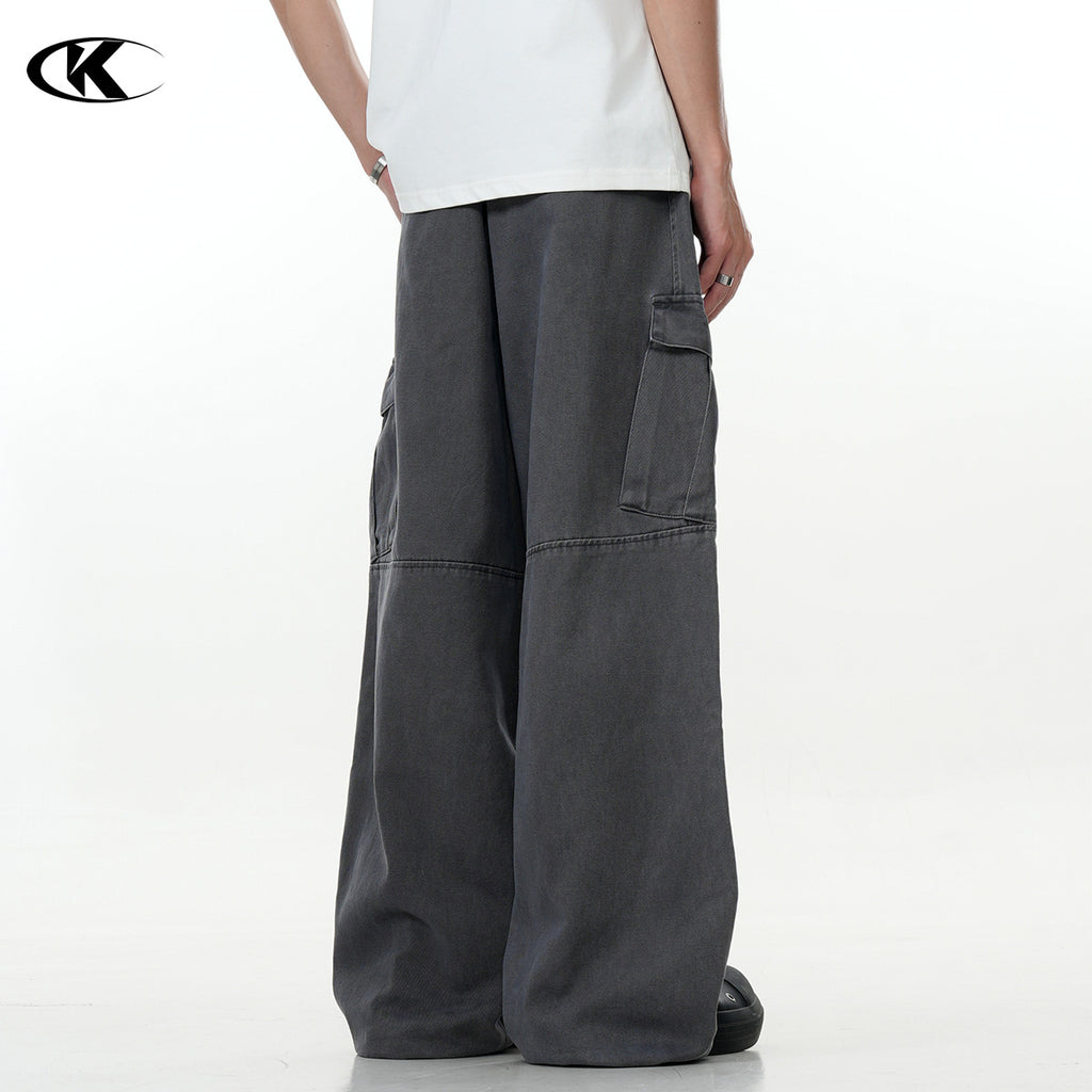 11KN multi-pocket Loose straight wide-leg pants
