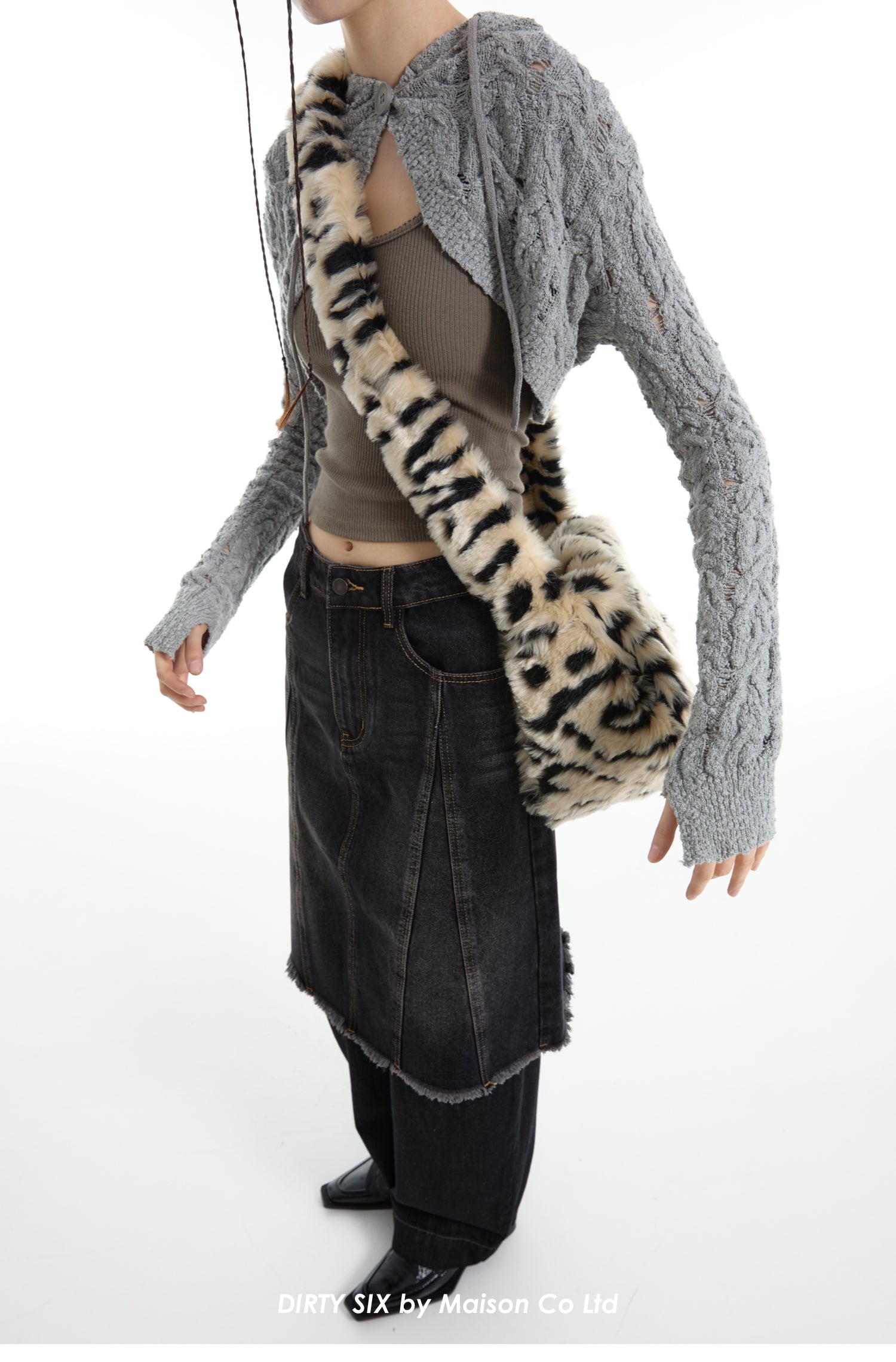 DirtySix spotted leopard flip square bag