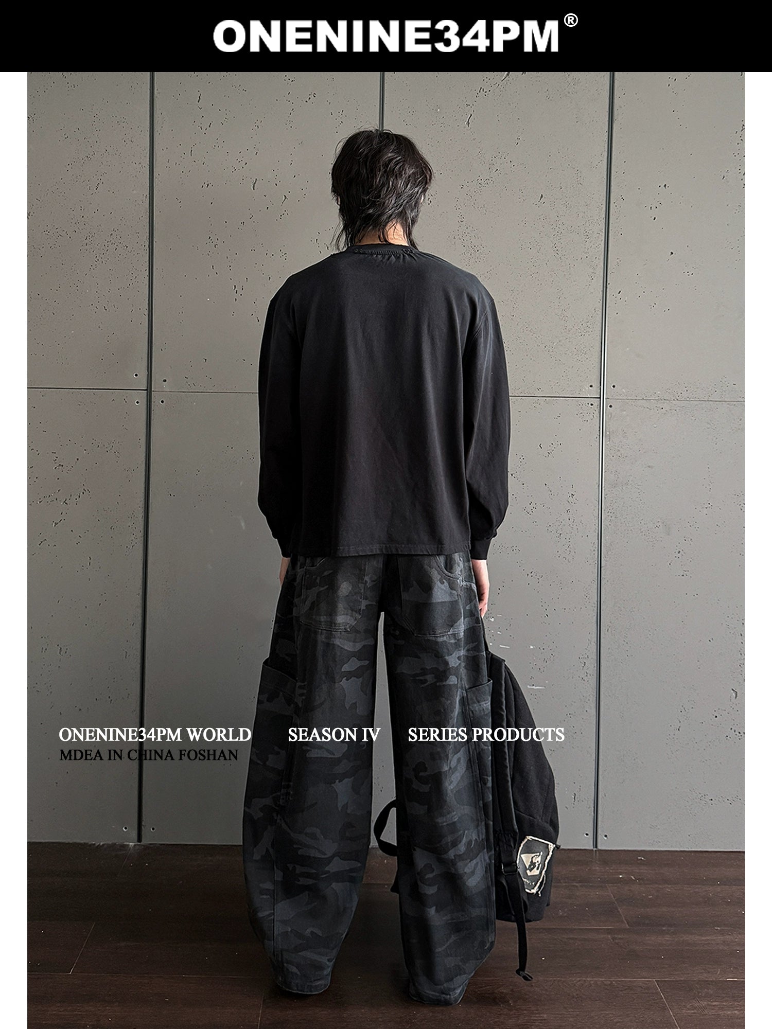 ONENINE34PM Earth Printing Spray Color Wash Broken Long Sleeve