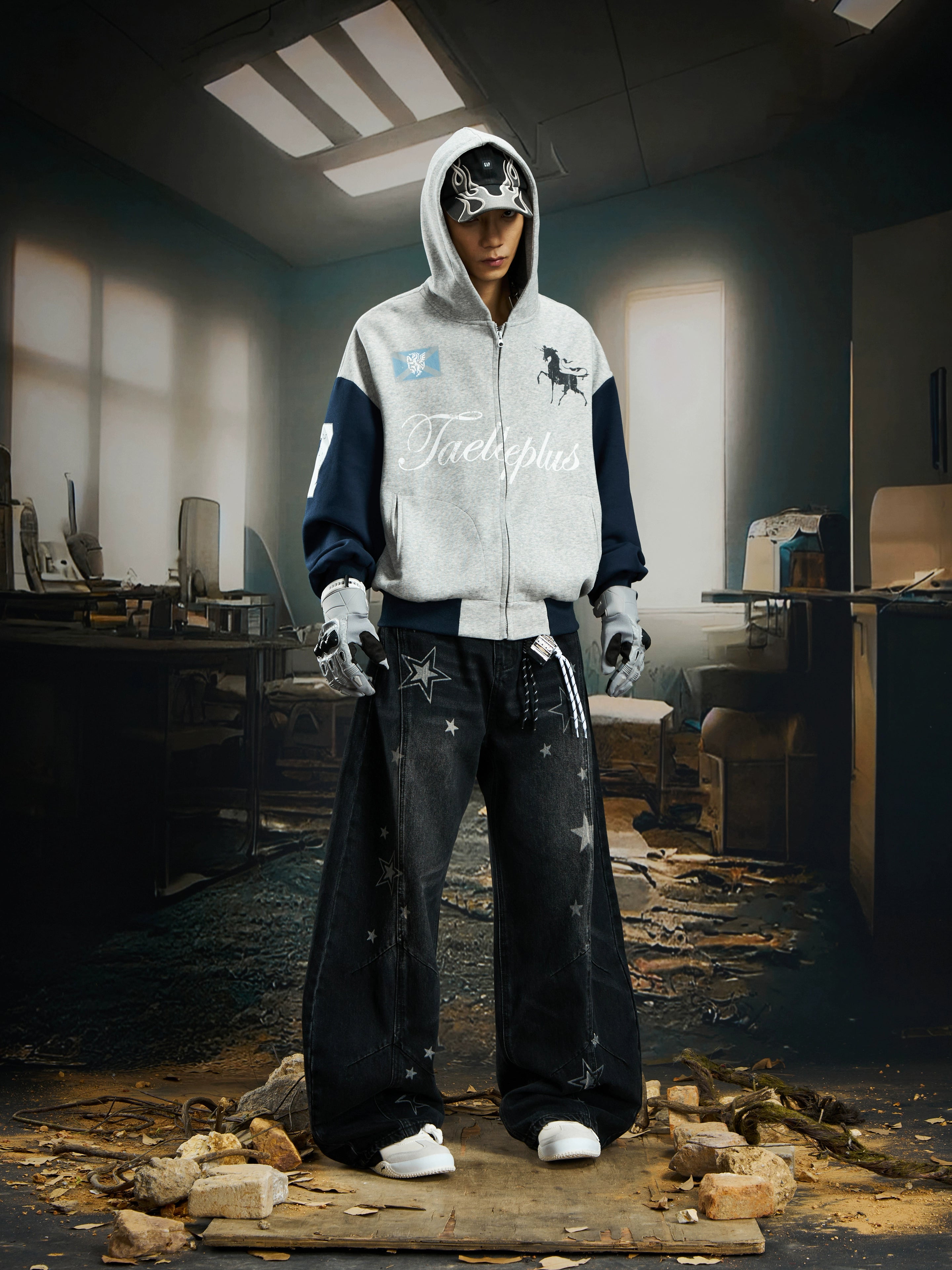 NOMANIAI Versatile Contrasting Color Stitching To Make Old Printed Jackets