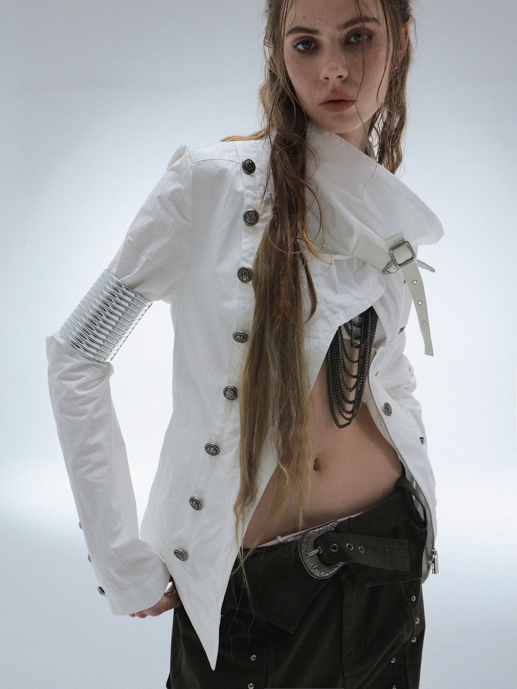 DoublePunch High-neck Vintage Metal Buckle Padded Thickened Jacket