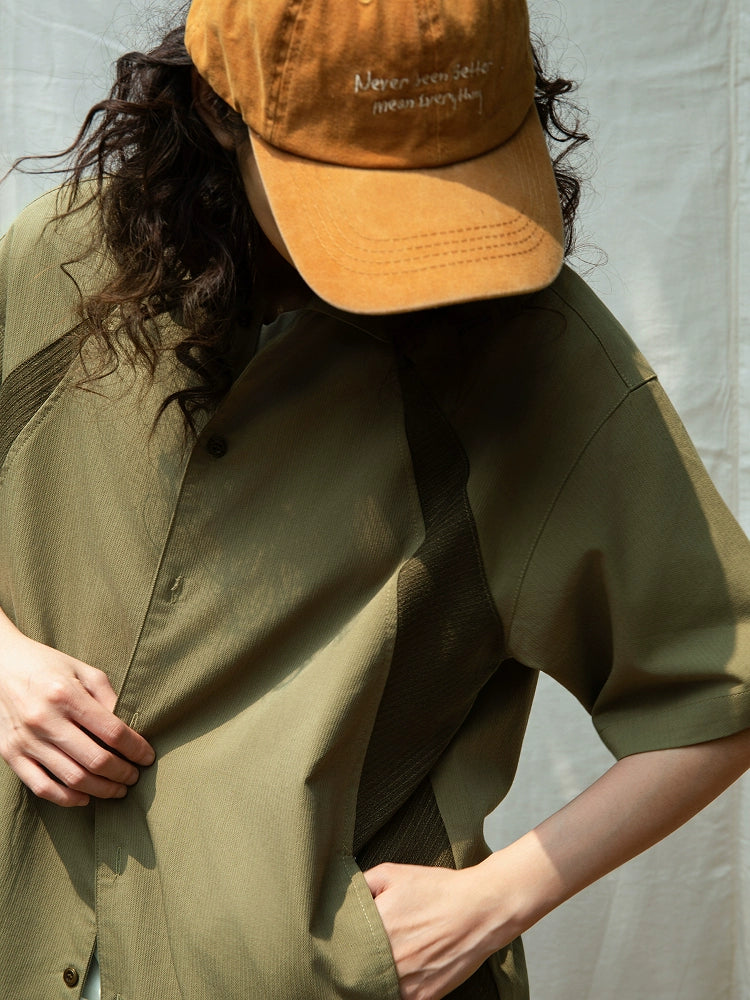 Mentmate Splicing Texture Design Short Sleeve Shirt