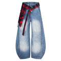 BLACKLISTS Plaid Skirt Waist Seal Fart Curtain Scimitar Jeans