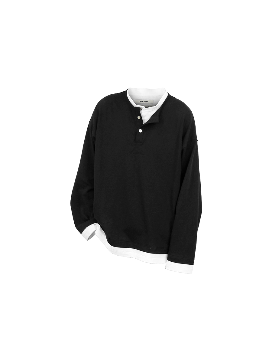 RELABEL Fake Two-piece Color Matching Casual Versatile Long Sleeves