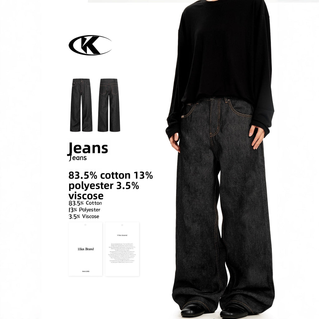 11KN black straight jeans pants
