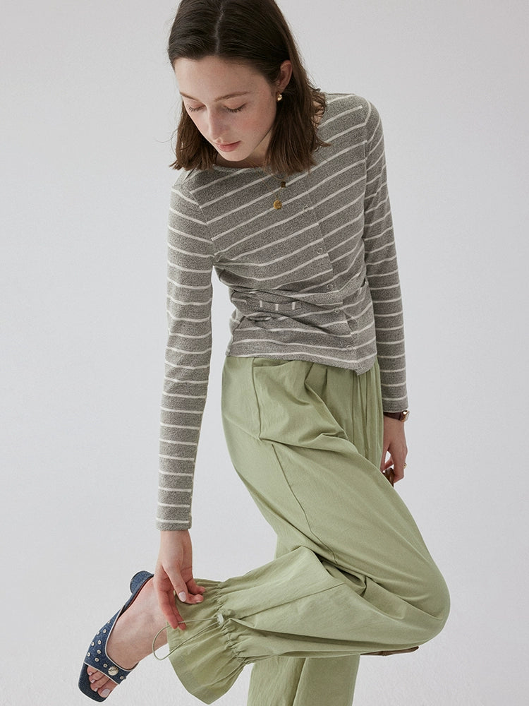 VOOE Contrasting Striped Casual Cardigan