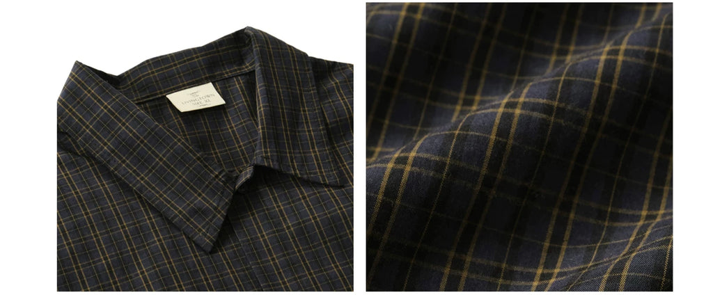 LIVINGTOWN Vintage Dark Check Loose Long-sleeved Shirt