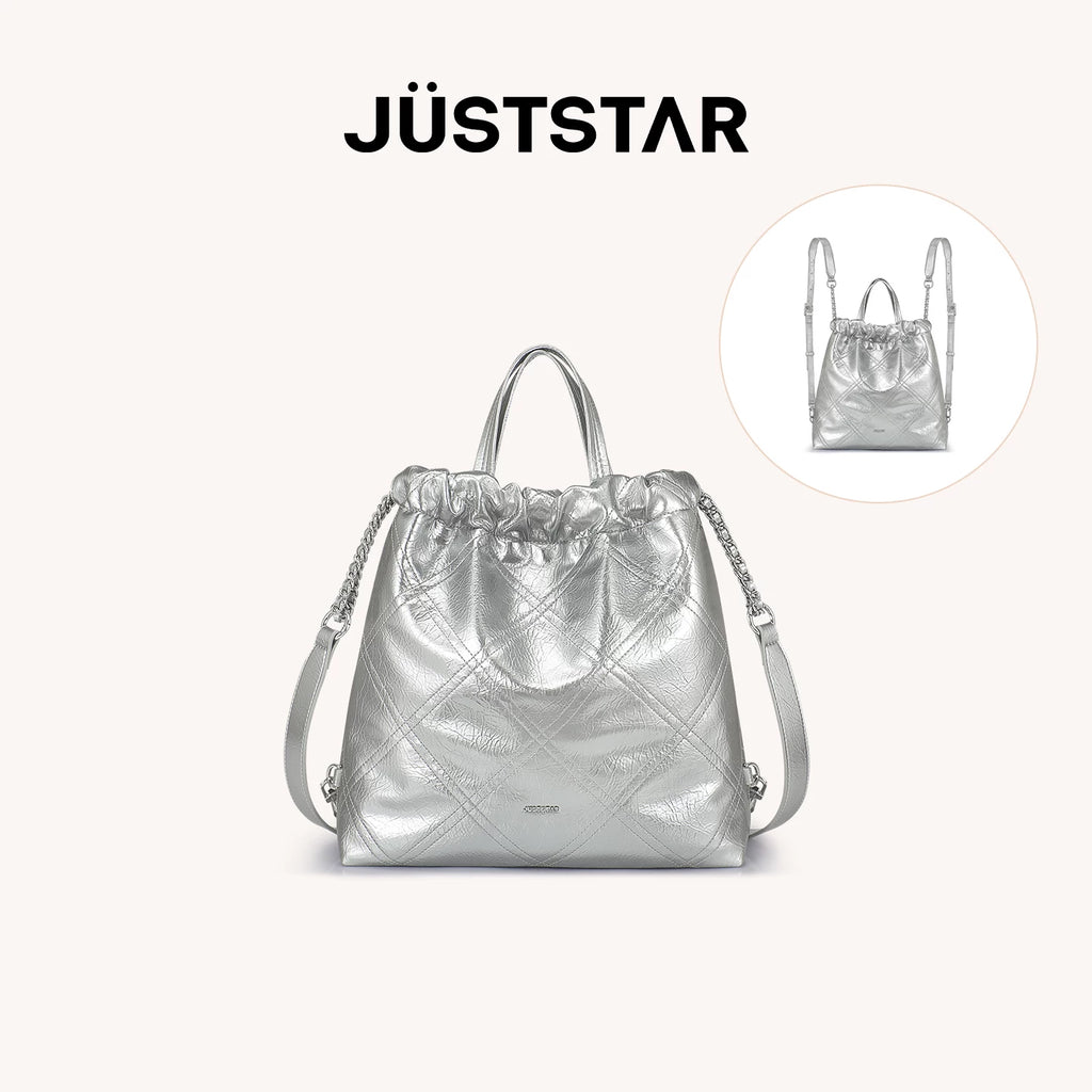 JUST STAR Rhombus Dual-purpose Double Shoulder Large-capacity Tote Bag