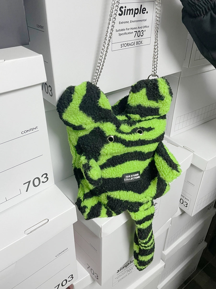 I_SIR Little Tiger Granular Plush Doll Bag Shoulder Chain Bag