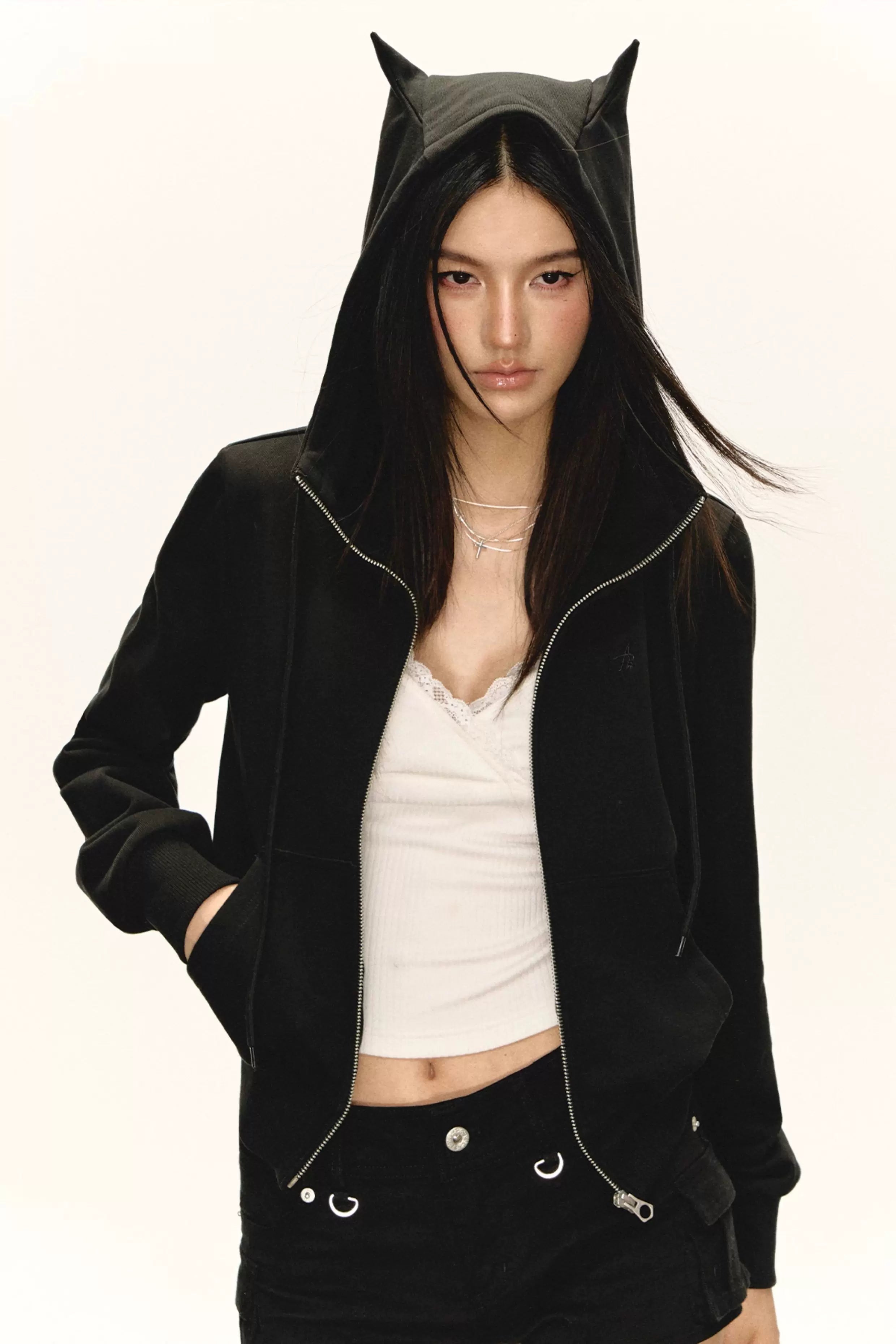Ariseism Vintage Imp Hooded Short Zip Jacket