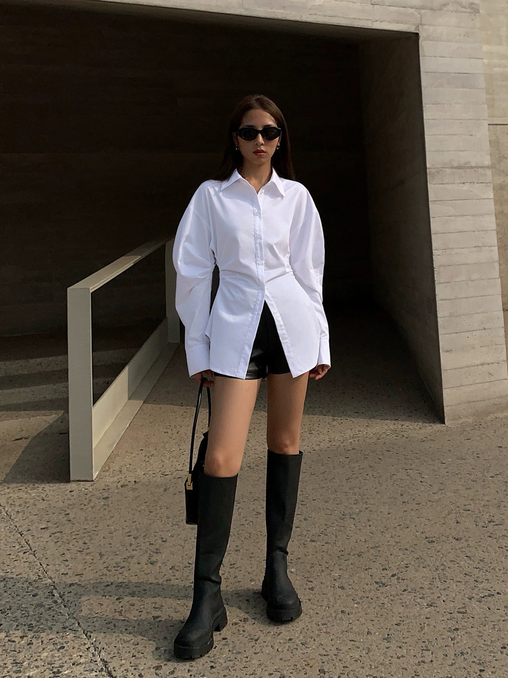 NEVA HU Waist Slim-fitting Long-sleeved Shirt