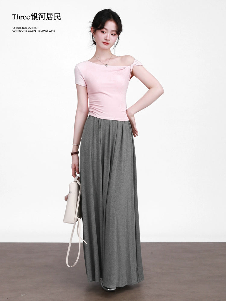 Three Elastic Waist Drape Skirts