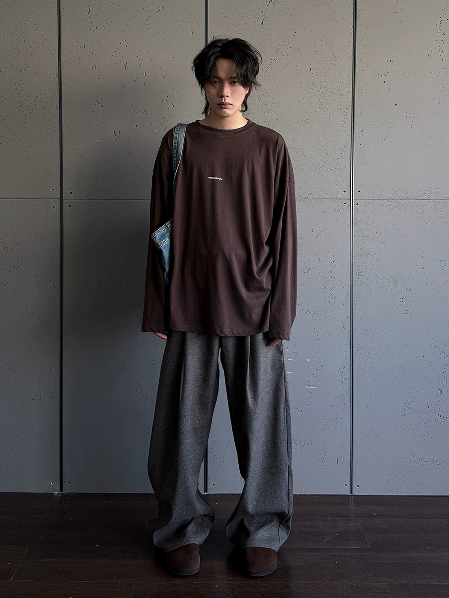 ONENINE34PM Slack Small LOGO Super Loose Long Sleeve