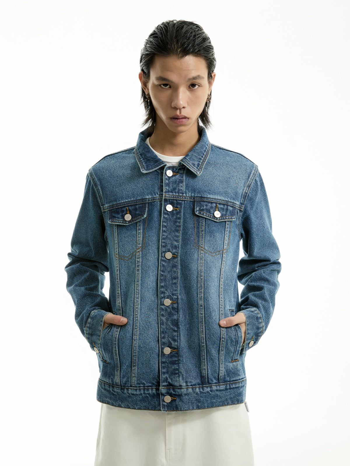 FUNKYFUN Ma Liu Made Old Lapel Loose Denim Jacket
