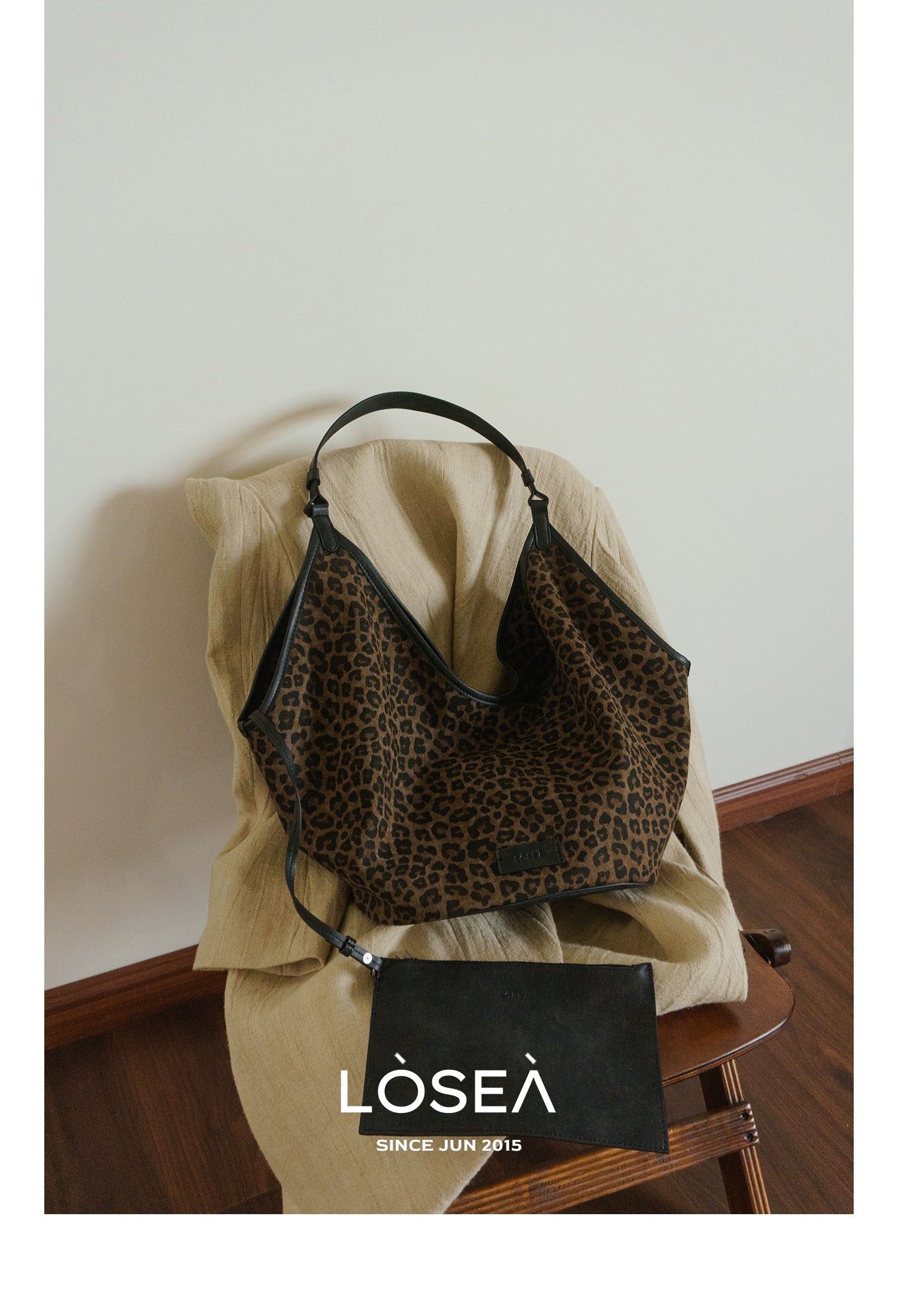 LOSEA Leopard Print Large Capacity Retro Shoulder Bag