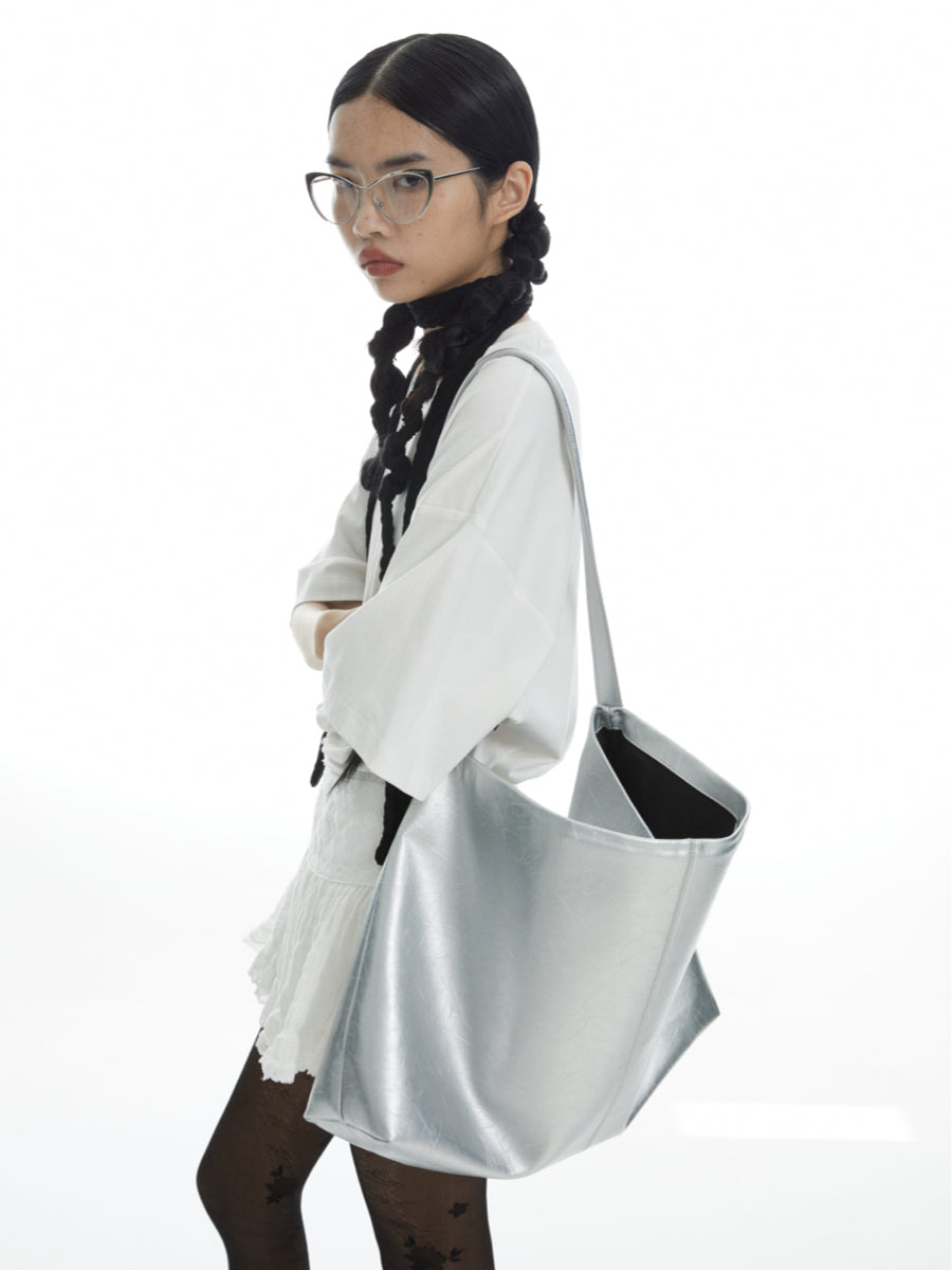 DirtySix Jill COW Split Leather big pocket cowhide soft oversize lazy wind messenger bag