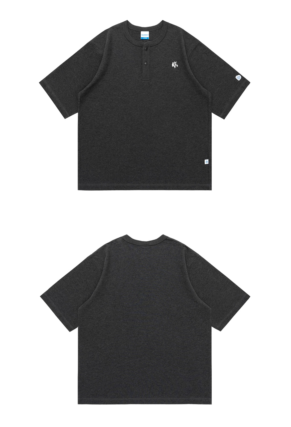 BENT IDEA Embroidery Simple Henry Collar Casual Tee