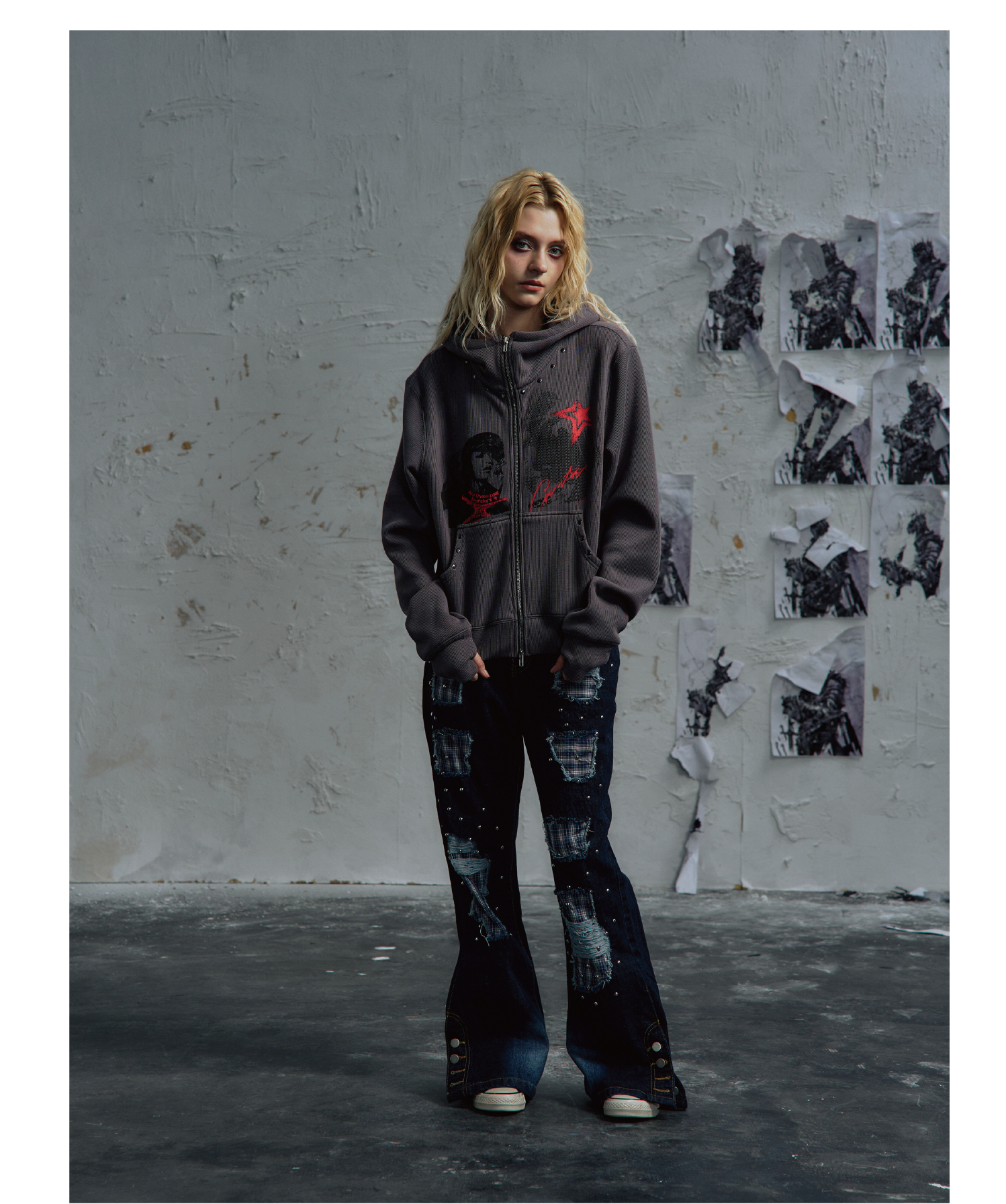 PAIKI Rivet Subculture Visual Sweater Jacket
