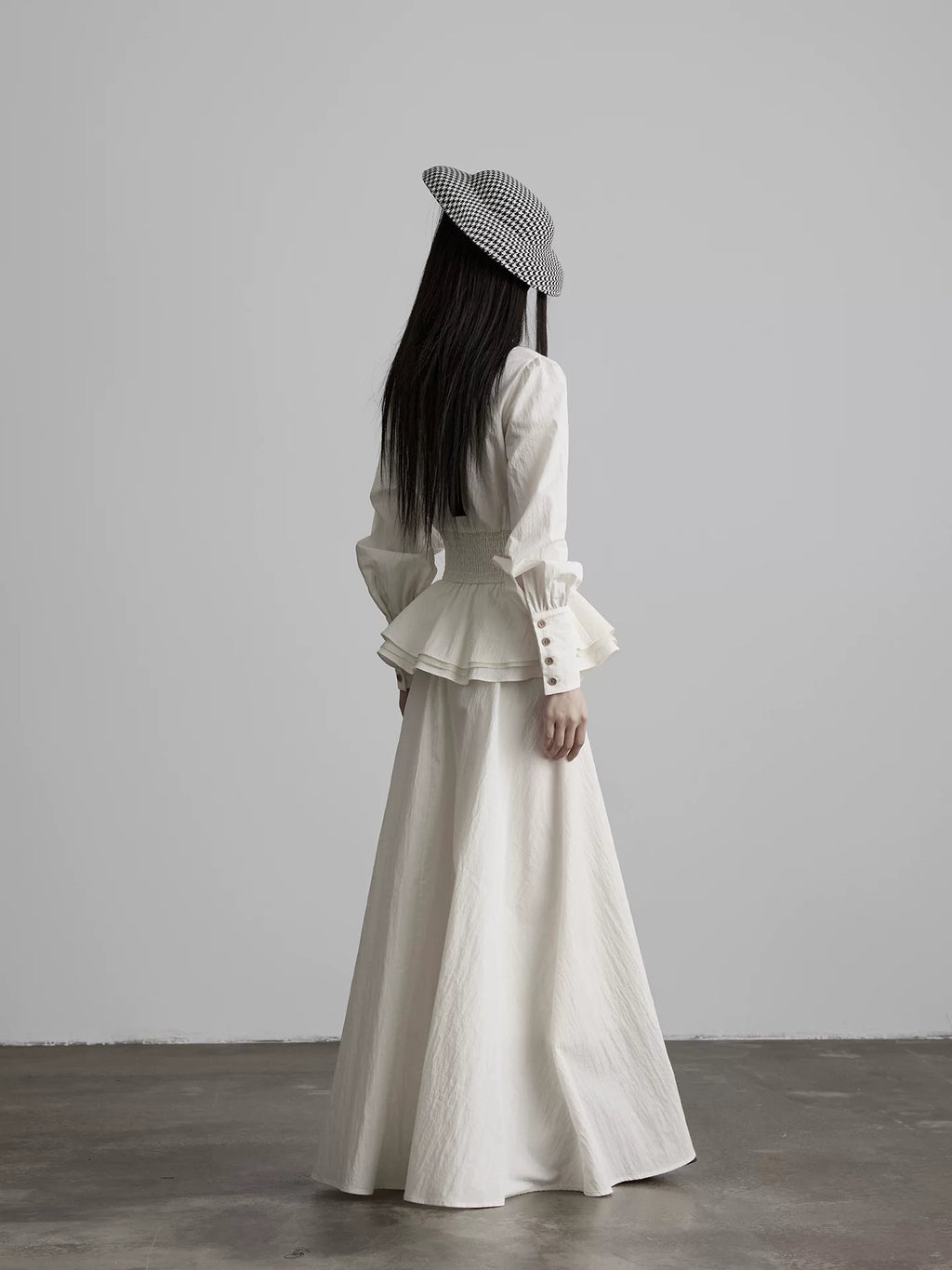 INDULGE Hem Fungus Edge Stand-up Collar Waist Shirt