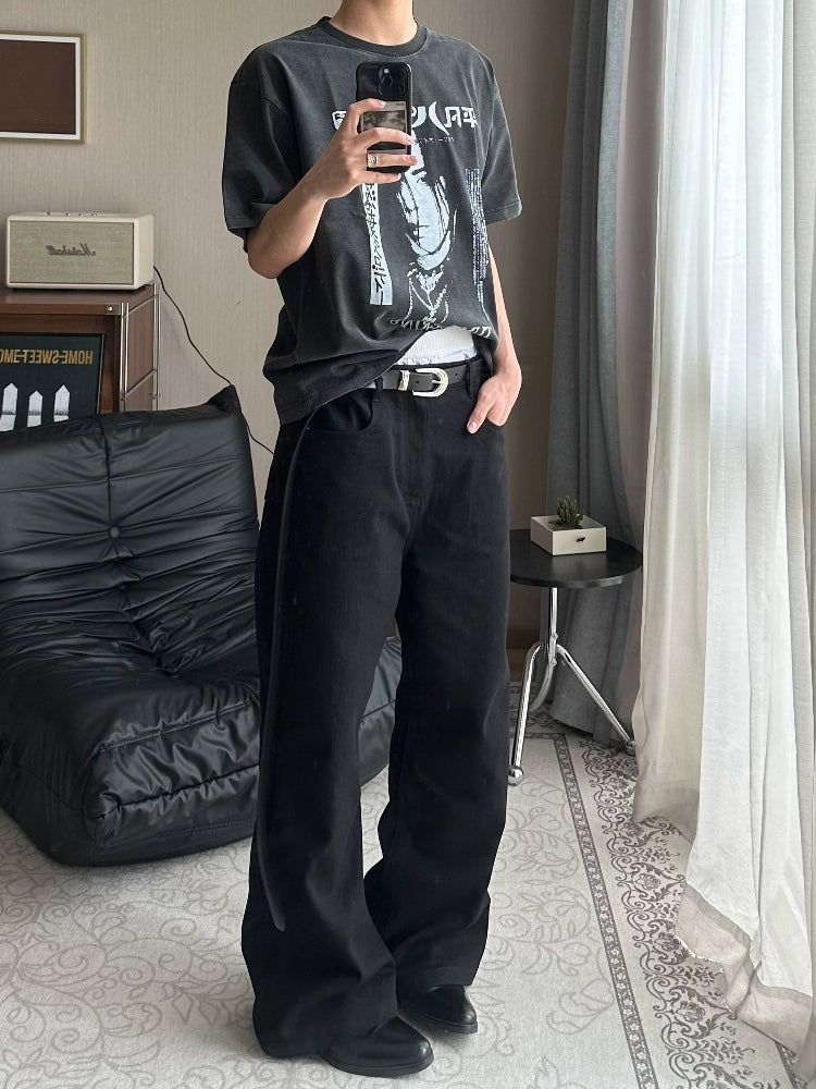 TumBlerine Loose Boxy Washing Water Old Printing Tee