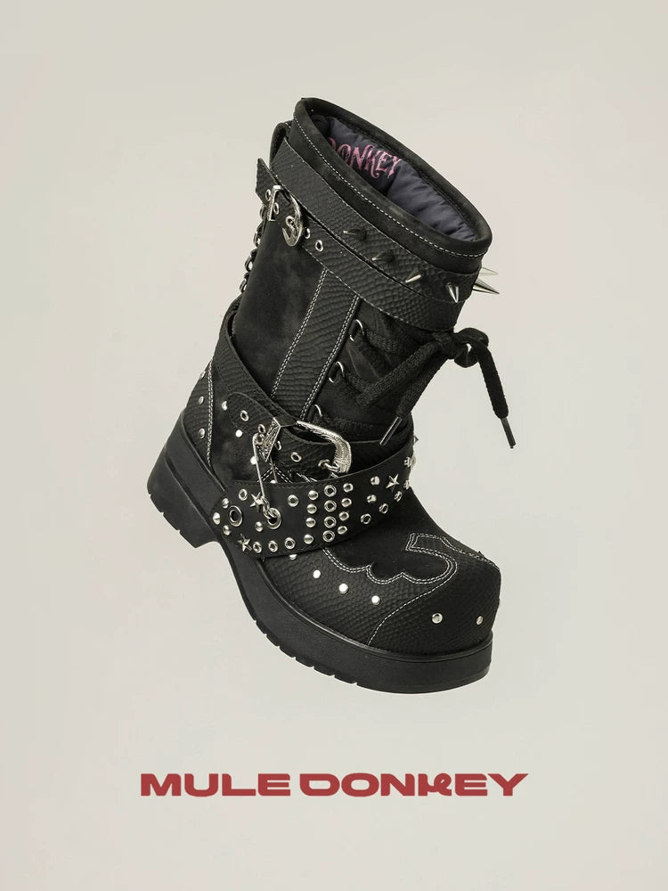 Donkey Rivet Western Platform Boots