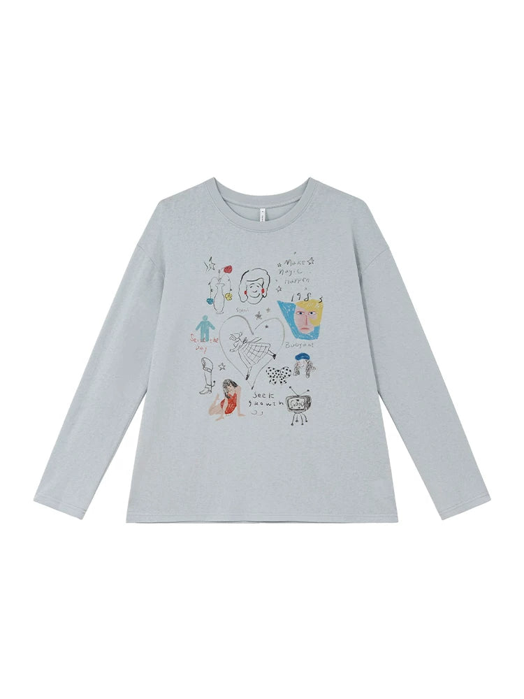 KANO Simple Round Neck Loose Casual Tee